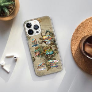 Étui pour téléphone avec carte rétro, housse de collage de voyage pour Samsung Galaxy S25 ultra A36 A56 S24 Fe S25 ULTRA A15 A14 A54 A53 A25 A34 iPhone 16 15 14 13