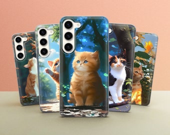 Cat Phone Case Girly Gift Cover for iPhone 17 Pro Max 16e 15 14 12 Samsung Galaxy S26 S25 Ultra S24 FE A56 A36 A15 Pixel 10a 10 XL 9a 8 7 6