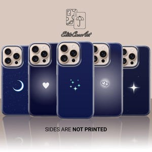 Navy Blue Phone Case Stars Heart Design Aesthetic Cover for iPhone 17 16 15 Plus 14 13 Pro Max  Samsung Galaxy S25 A56 A35 A15 S24 Pixel 10