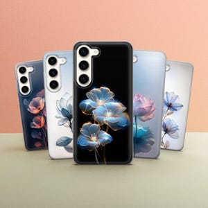 Translucent Flower Phone Case Floral Cover for Samsung Galaxy S25 ultra A36 A56 S24 Fe S22 S25 A14 A54 A53 A25 A35 iPhone 16 15 14 13 12 11