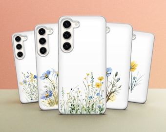Wildflower Phone Case Transparent Cover for iPhone 17 Pro Max 16e 15 14 12 Samsung Galaxy S26 Plus S25 Ultra S24 FE A56 A36 Pixel 10 XL 9a