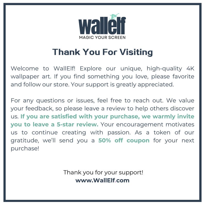 a thank card for a wallflower customer