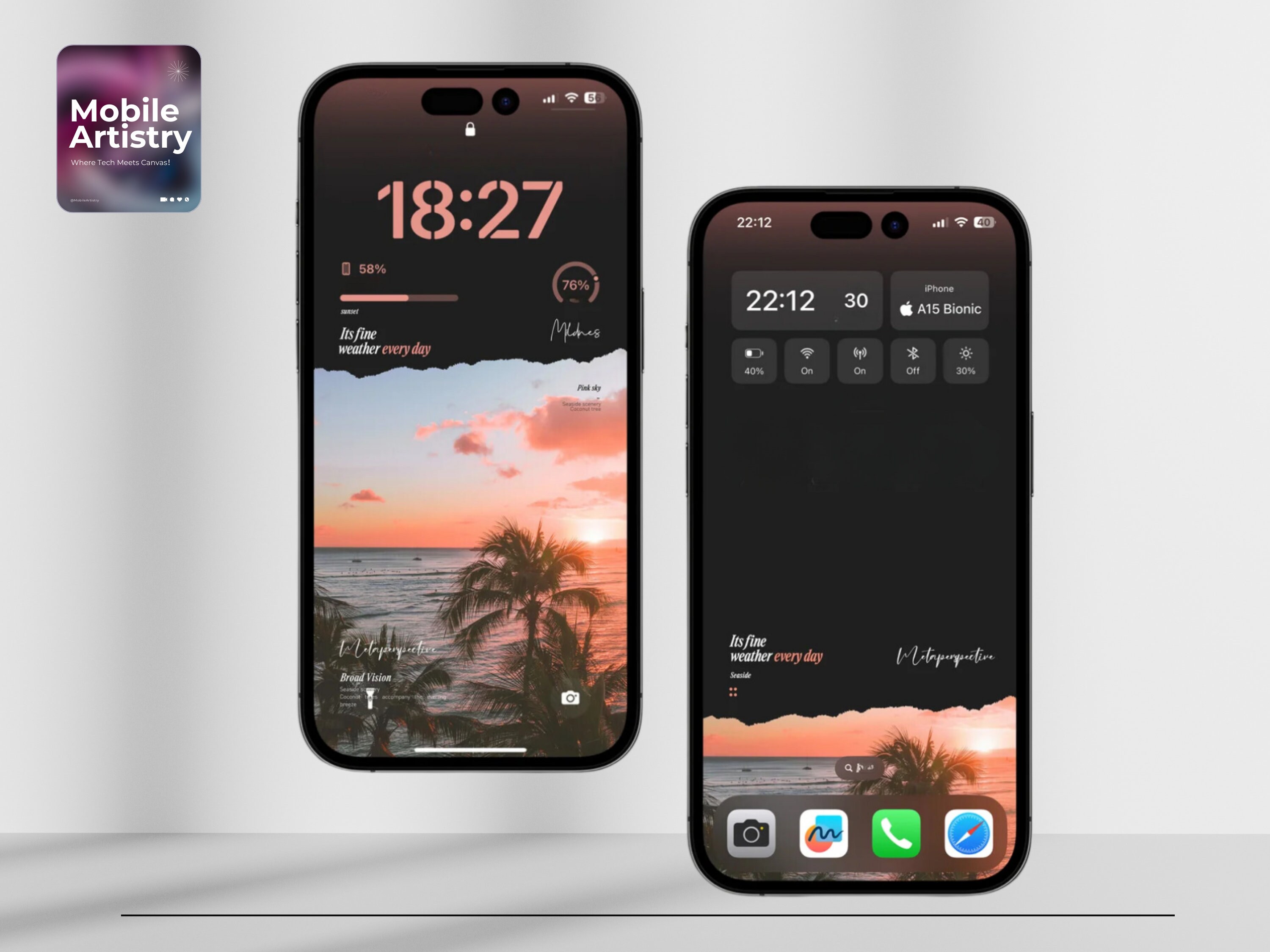 Dreamy Pink Sunset Beach iPhone Wallpaper Set - Pack of Two (lock ...