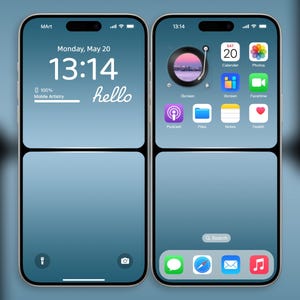 Puede incluir: Una captura de pantalla de un iPhone que muestra la hora 13:14, la fecha lunes 20 de mayo y la palabra "hello". El teléfono también muestra un icono de batería con el 100% de carga y el texto "Mobile Artistry". La parte inferior de la pantalla muestra iconos para una linterna y una cámara. El lado derecho de la pantalla muestra un icono de calendario con la fecha "20" y la palabra "Calendario", un icono de foto con la palabra "Fotos", un icono de pantalla con la palabra "iScreen", otro icono de pantalla con la palabra "iScreen", un icono de FaceTime, un icono de podcast con la palabra "Podcast", un icono de archivo con la palabra "Archivos", un icono de notas con la palabra "Notas", un icono de corazón con la palabra "Salud", un icono de búsqueda con la palabra "Buscar", un icono de mensaje, un icono de brújula, un icono de correo electrónico y un icono de nota musical.