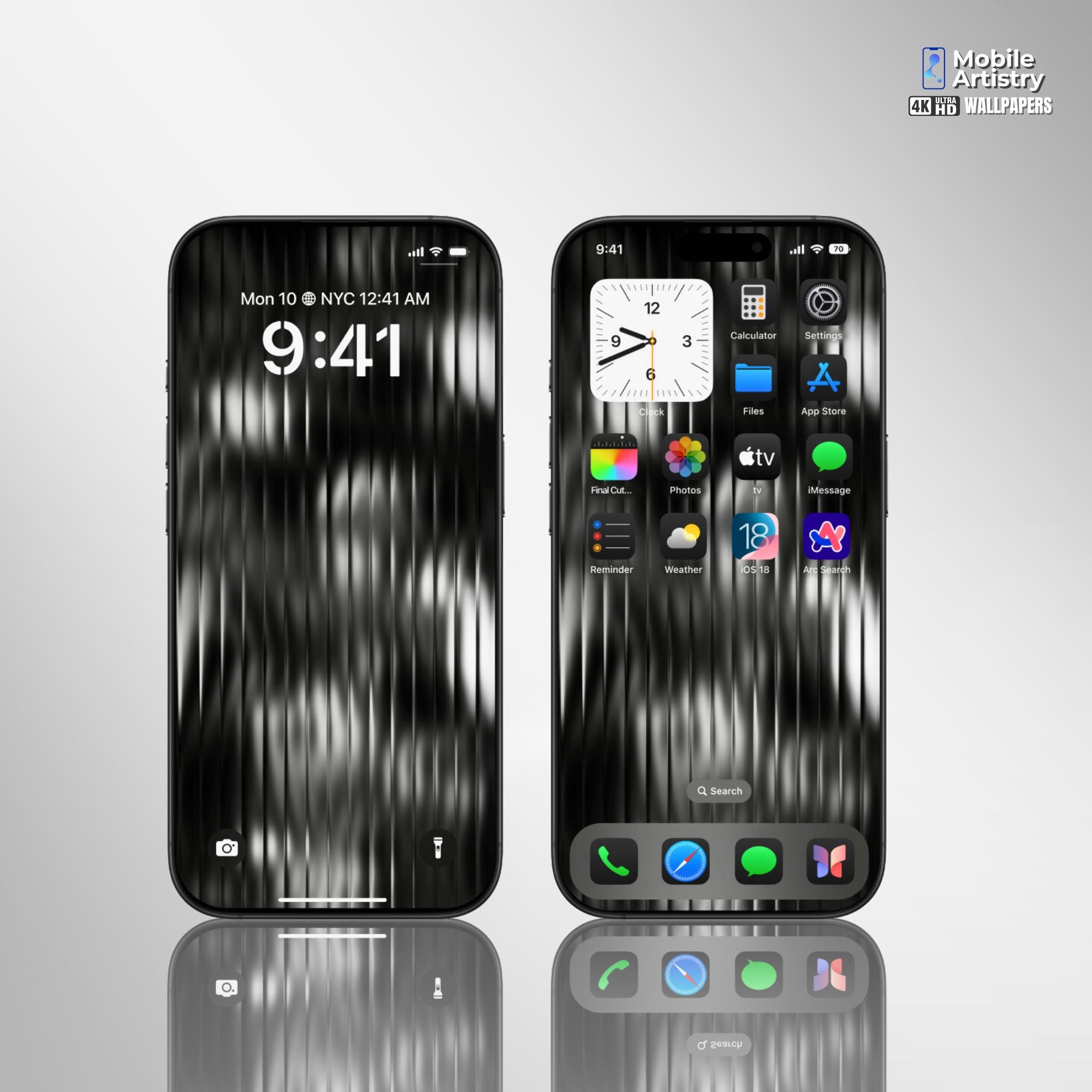 Black Ribbed Glass Texture Phone Wallpaper for iPhone & Android ...