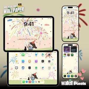 Sweetheart Paradise Phone Wallpaper Set | 4 Dreamy Kawaii Cartoon Designs | Universal Fit for All Devices | Instant Digital Download|523