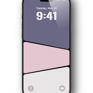 Op de afbeelding: Een zwarte smartphone met een grijze en roze achtergrond. De tijd is 9:41 en de datum is dinsdag 20 mei.