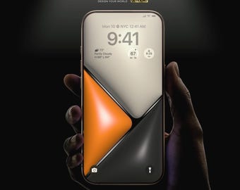 Fondo de pantalla geométrico futurista para iPhone / Fondo de pantalla Retina 4K para iOS / Alta resolución / Pantalla de bloqueo abstracta / Fondo de pantalla estético moderno / 469