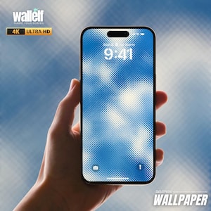 May include: A blue and white smartphone wallpaper with a blurred, textured design. The phone screen displays the time 9:41. The text "SMARTPHONE WALLPAPER" is at the bottom of the image.
