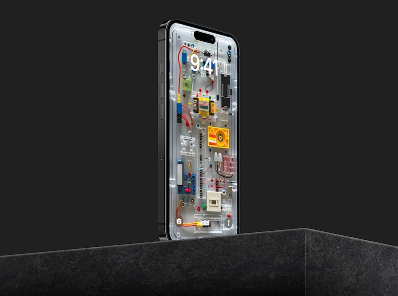 a cell phone with a lot of wires attached to it