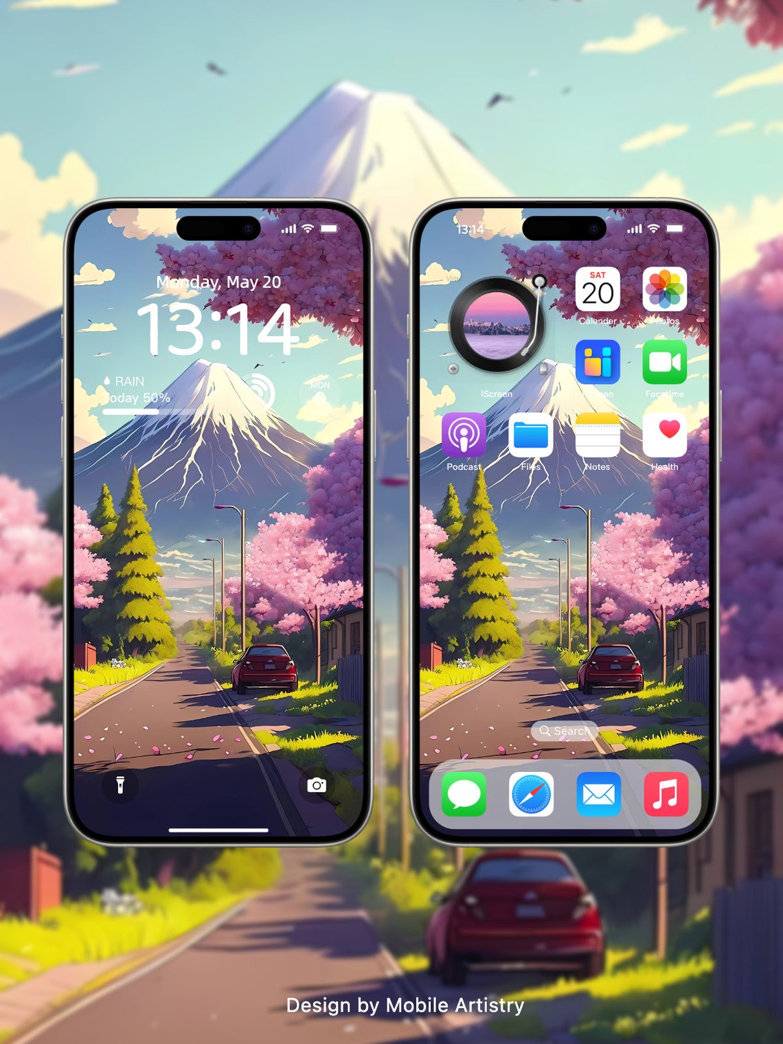 Mount Fuji Cherry Blossom Wallpaper for Iphone, Android| Japanese ...