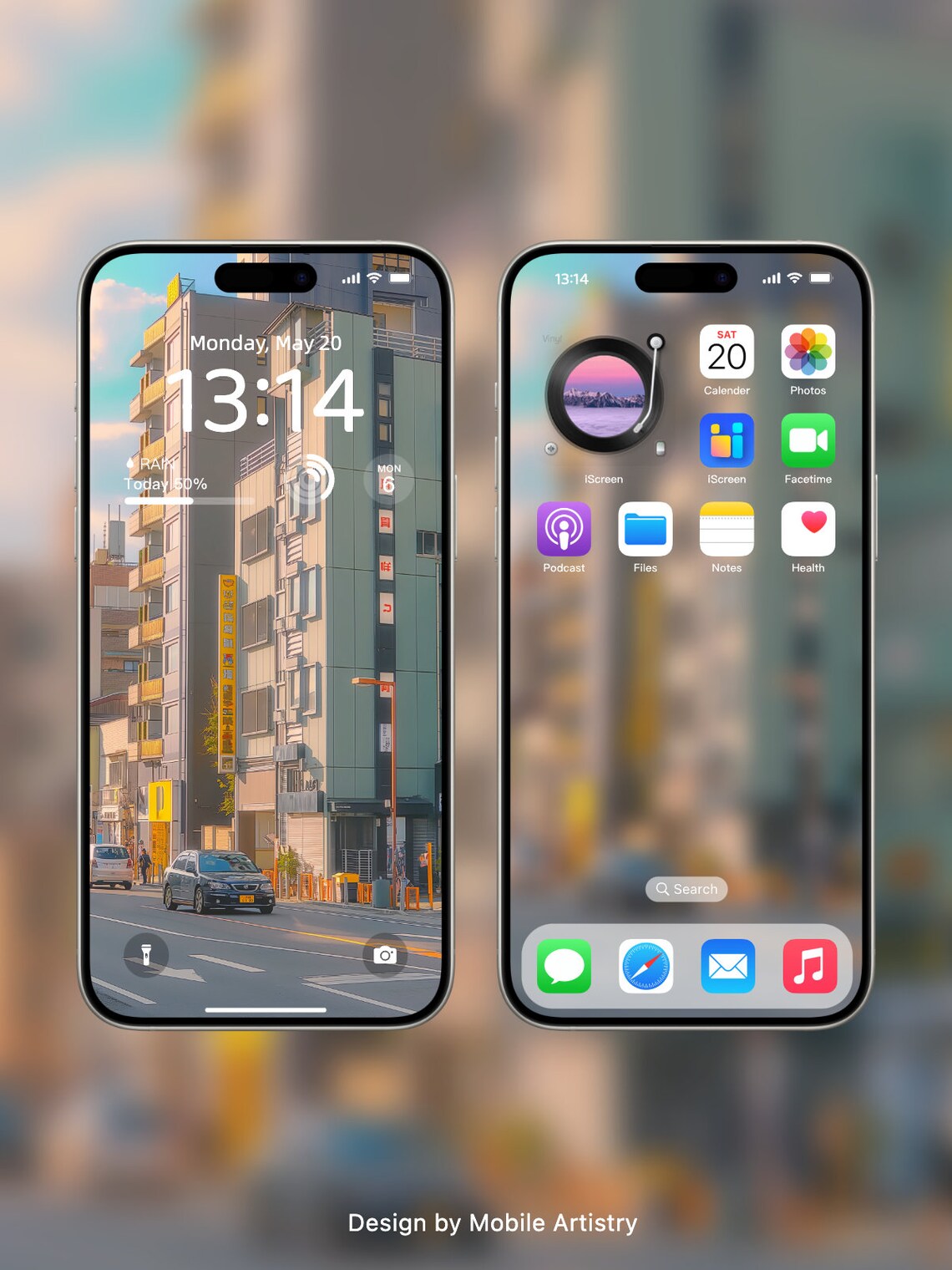 Hand-drawn Urban Street Phone Wallpaper | iPhone & Android | Cityscape ...