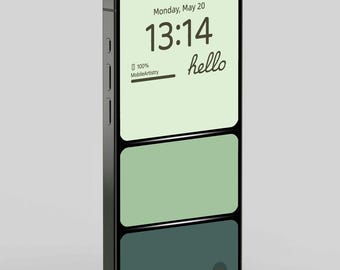 Minimalist 3-Color Block 4K UHD Phone Wallpaper - Soft Green Tones for iPhone and Android