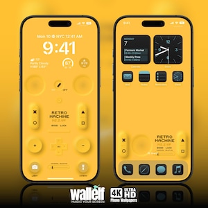 Sfondo giallo console retrò / Sfondo giocoso 4K per iOS e Android / Design della schermata iniziale digitale / 401