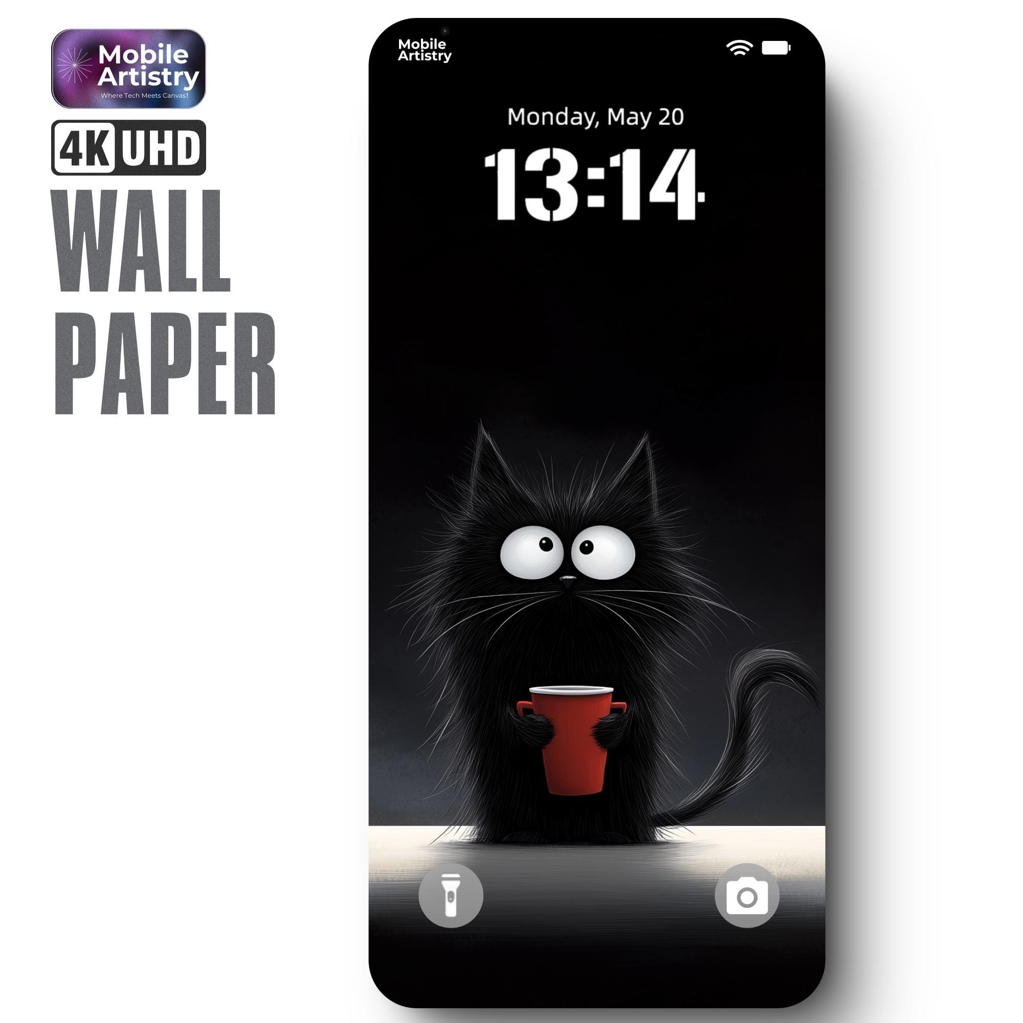 Black Cat 4K UHD Phone Wallpaper for iPhone Android - Cute Feline HD ...