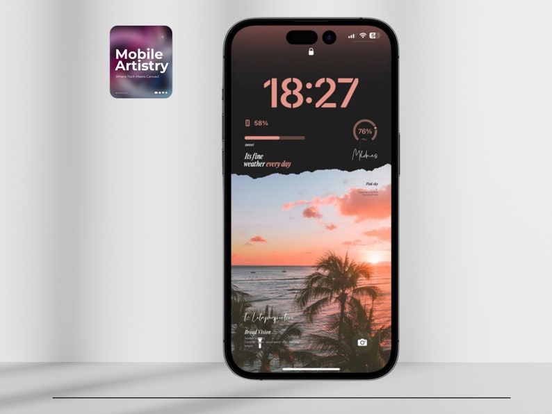 Dreamy Pink Sunset Beach iPhone Wallpaper Set - Pack of Two (lock ...