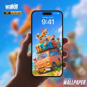 4K Animated Corgi Dog Road Trip Wallpaper for Pet Lovers - Fun and Adventurous Screen Design|iPhone&Android Wallpaper