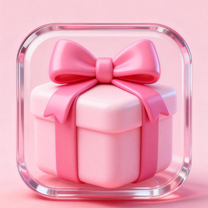 Pink Bow Ios 250 Pink Bow 3D Glass App Icons for Ios & Android Home Screen - Etsy