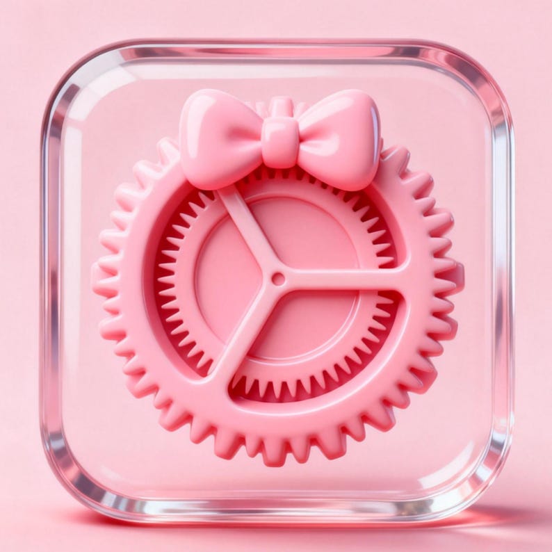 Pink Bow Ios 250 Pink Bow 3D Glass App Icons for Ios & Android Home Screen - Etsy