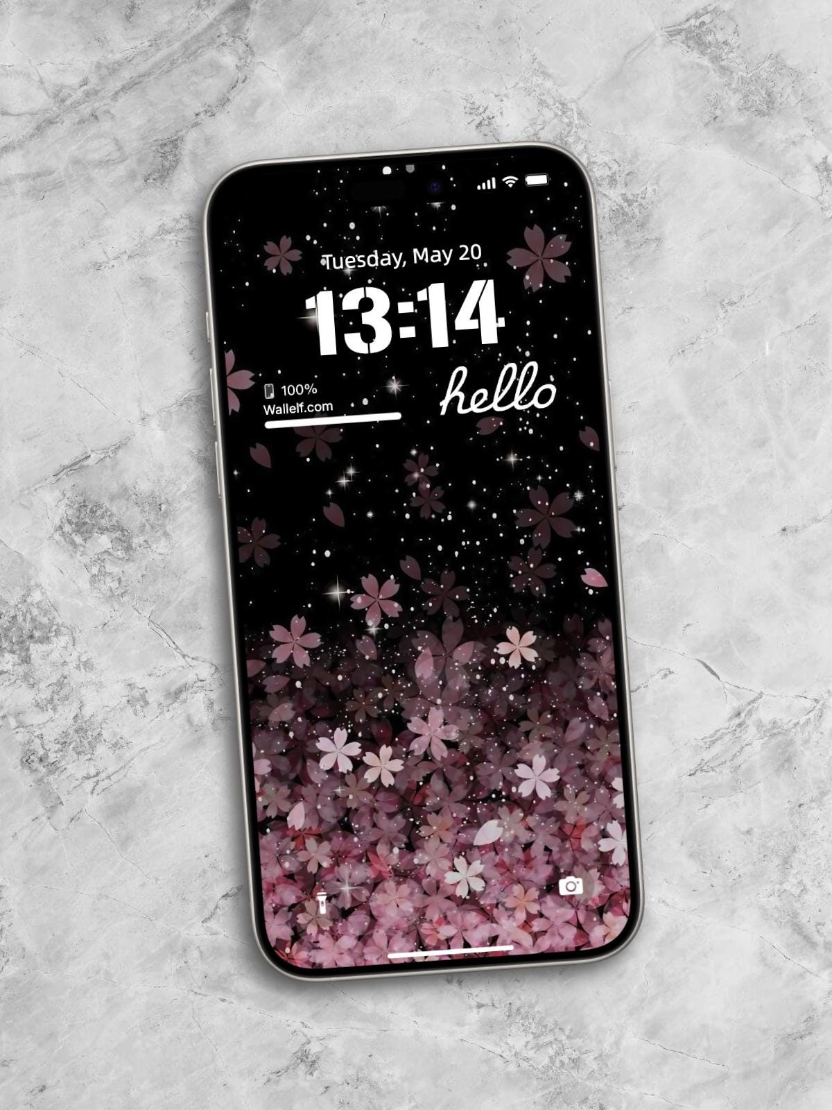 桜の夜のiPhone壁紙 | 花柄の美的ロック画面 | 桜のスマホ背景