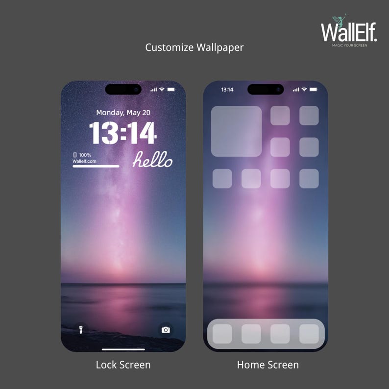 Cosmic Sunset Wallpaper Set 4K Galaxy Glow Lock Screen & Blur Home