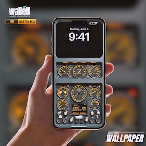 Retro Luftfahrt-Cockpit 4K Ultra HD Wallpaper | Vintage Control Panel Theme für iPhone & Android | Steampunk Dashboard Ästhetik