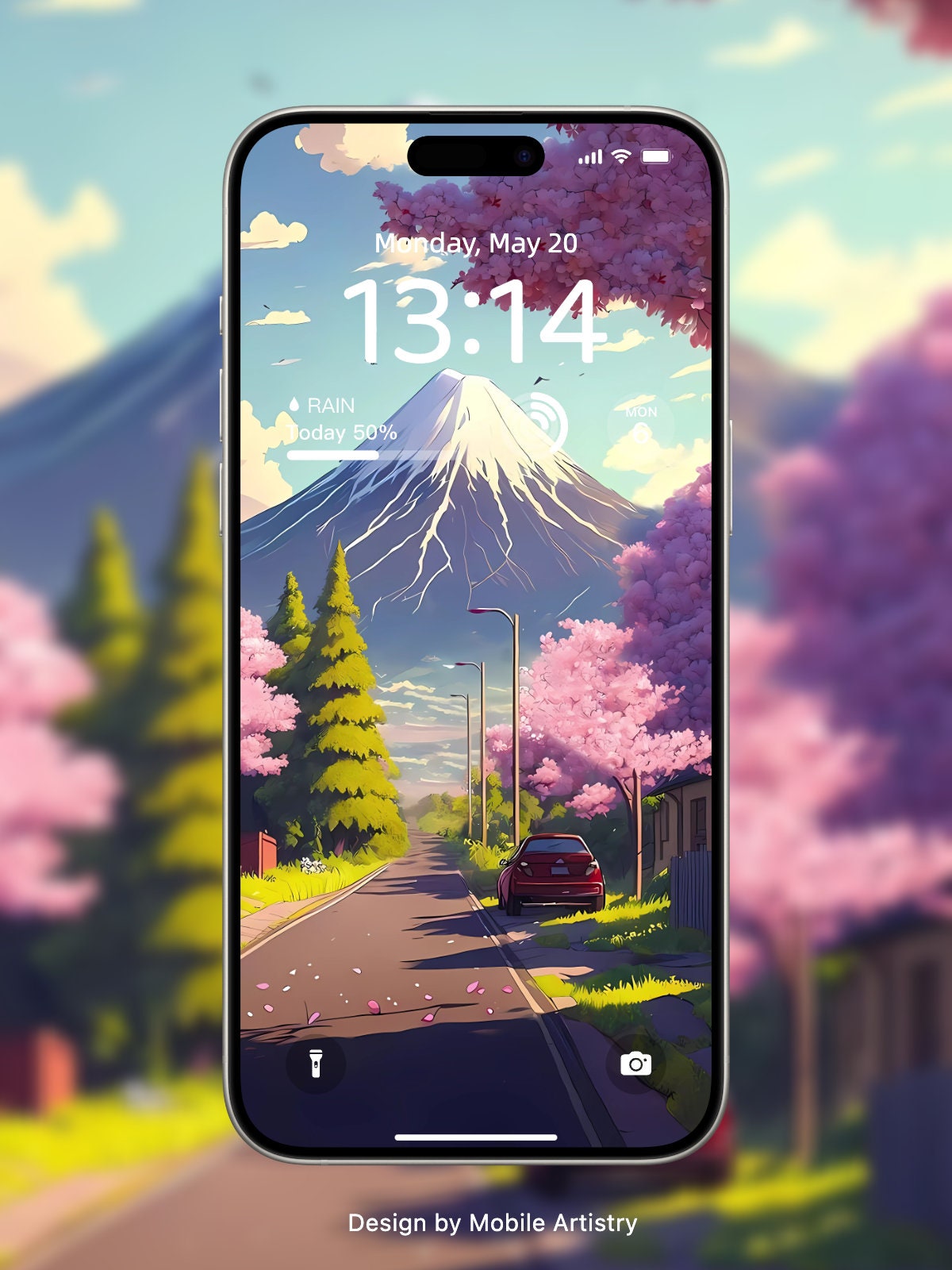 Mount Fuji Cherry Blossom Wallpaper for Iphone, Android| Japanese ...