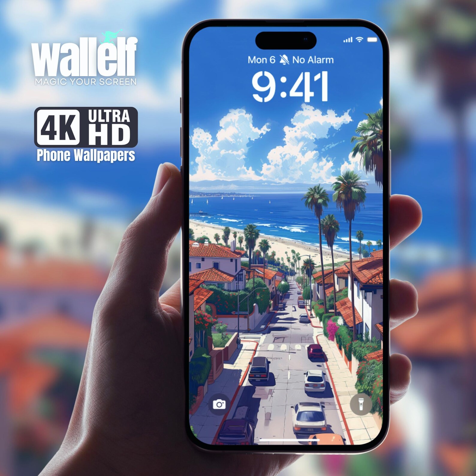 Ocean Palm iPhone Android Wallpaper Coastal View Serene Beachside Vibes