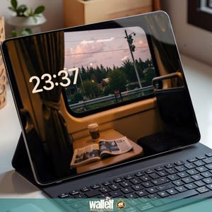 Sfondo per iPad con finestra del treno accogliente / Sfondo digitale paesaggio 4K / Adatto a tutti i modelli di iPad / Sfondo panoramico ad alta risoluzione / 477