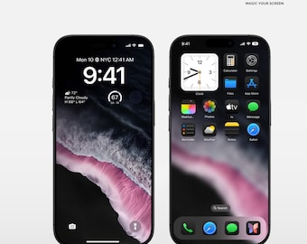 Abstrakte Meereswellen Wallpaper Set - 4K Ästhetischer Sperrbildschirm & Unschärfe-Startbildschirm für iPhone Android