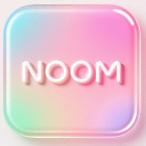 A square image with the word "NOM" written in a stylized font, set against a gradient background in pastel colors.