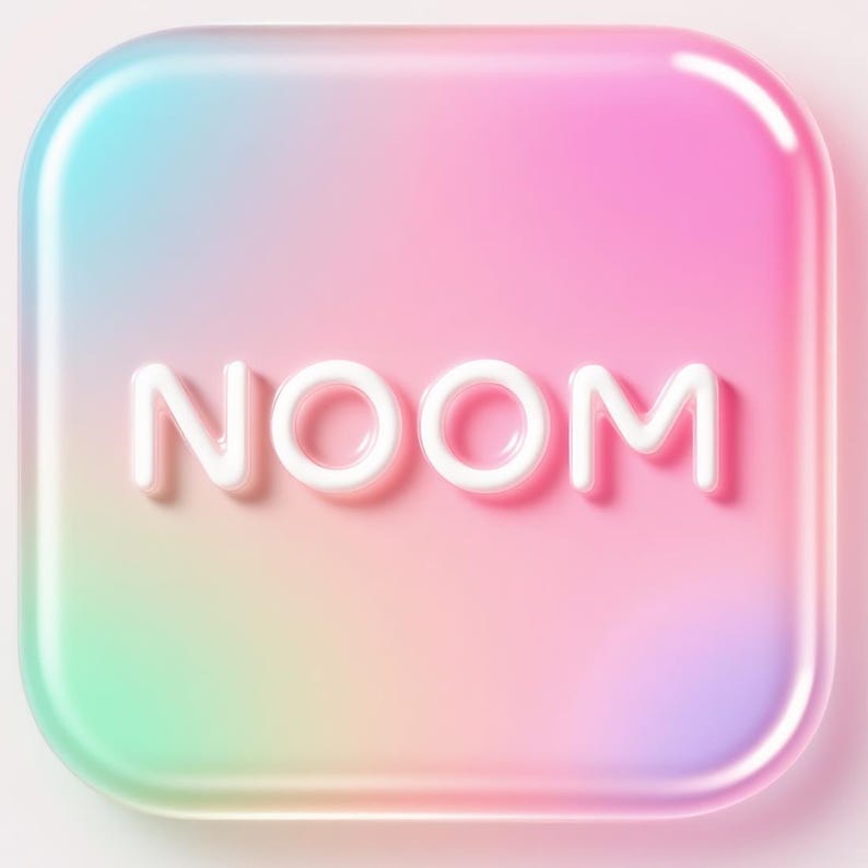A square image with the word "NOM" written in a stylized font, set against a gradient background in pastel colors.