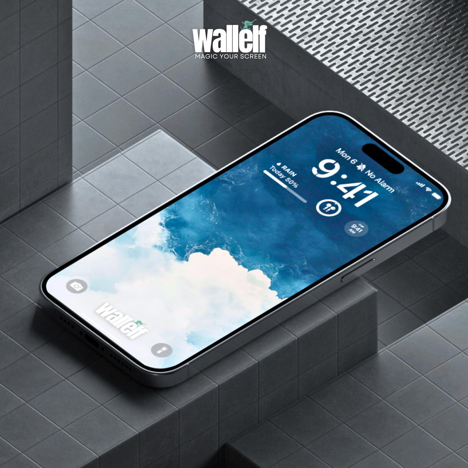 Serene Ocean Cloud Horizon Wallpaper Set 4K Design for iPhone Android Customizable Home Screen