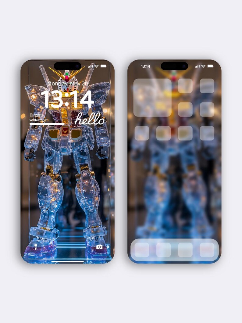 Futuristic Robot Wallpaper Set for iPhone Android Hightech Holographic