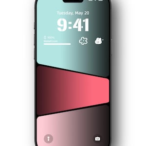 Könnte beinhalten: Ein Smartphone mit einem schwarzen Bildschirm, auf dem die Uhrzeit 9:41, das Datum Dienstag, 20. Mai, und ein Akkusymbol mit 100% Ladung angezeigt werden. Der Bildschirm zeigt auch ein Wolkensymbol und ein Blumensymbol. Das Telefon hat einen schwarzen Rahmen und einen weißen Home-Button.