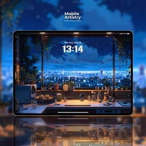 City Night View Tablet Wallpapers - Cozy Urban Skyline Window Views for 4K UHD iPad  Android - Nighttime Cityscape Backgrounds