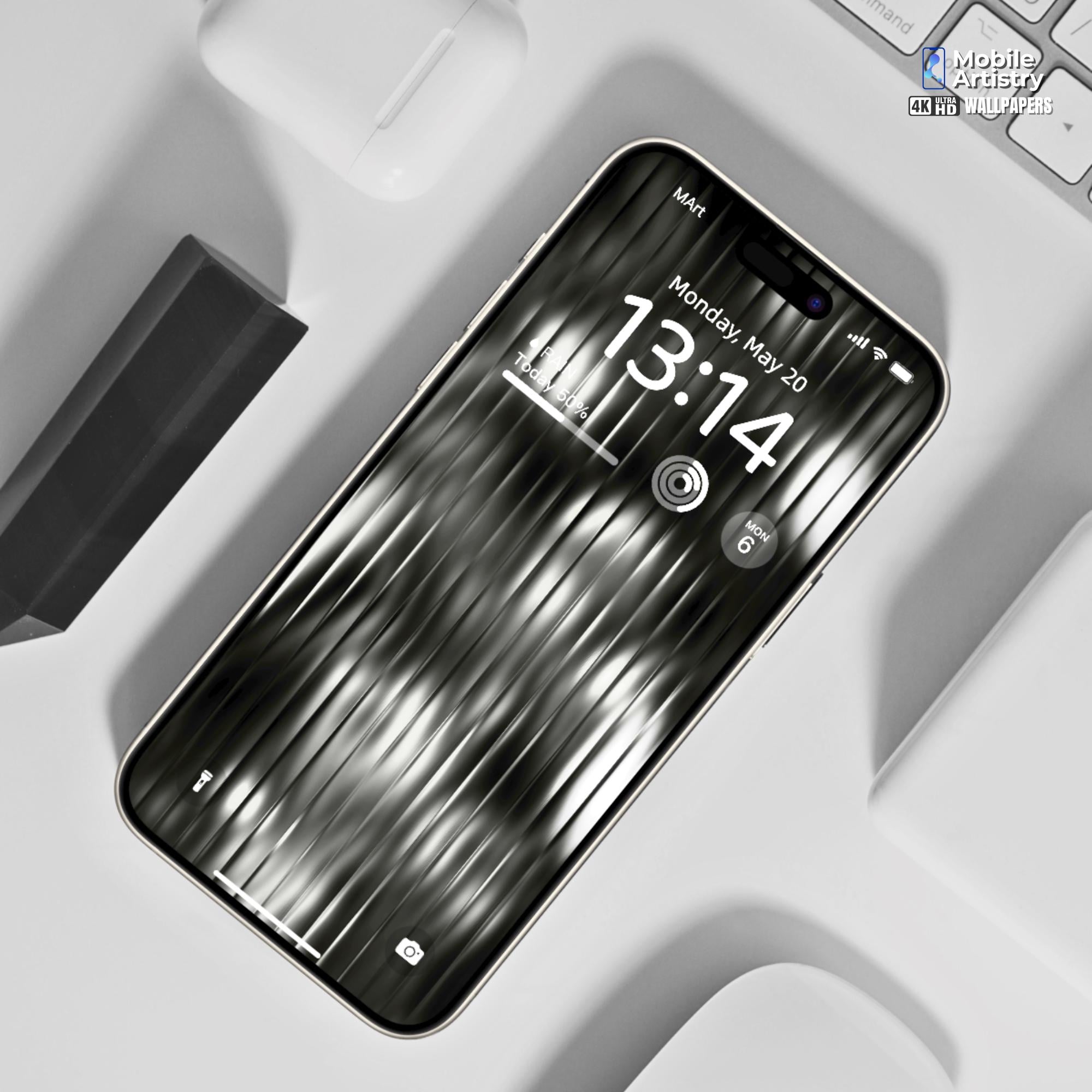 Black Ribbed Glass Texture Phone Wallpaper for iPhone & Android ...