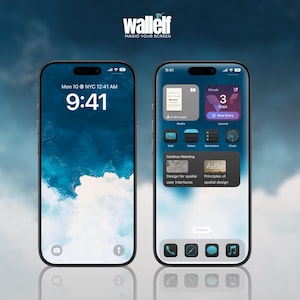 Serene Ocean  Cloud Horizon Wallpaper Set - 4K Design for iPhone  Android - Customizable Home Screen Blur