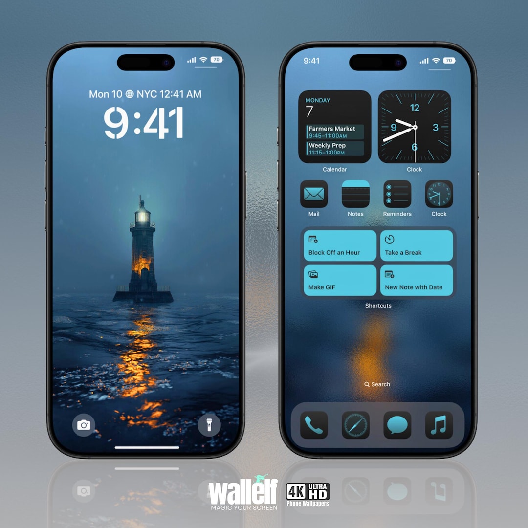 4K Lighthouse in Storm Wallpaper Set for iPhone Android Ocean Scene