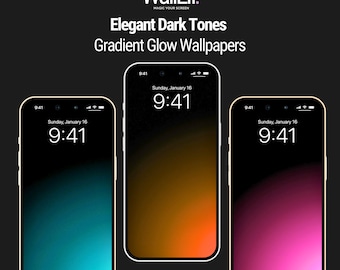 Fondo de pantalla con brillo degradado / Juego de 3 / Tonos oscuros elegantes para iPhone Android / Fondos de pantalla de bloqueo y pantalla de inicio 4K