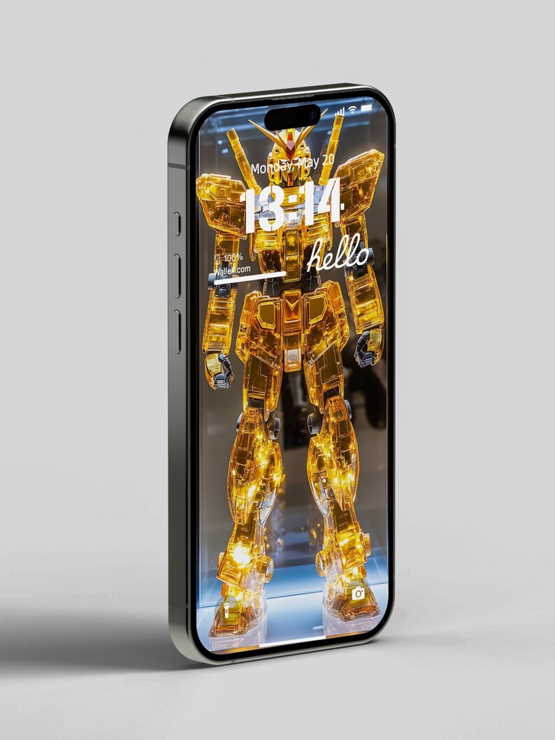 Golden Futuristic Robot Wallpaper Set for iPhone Android Scifi