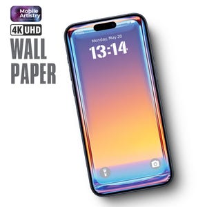 Puede incluir: Un teléfono inteligente con un fondo degradado de colores y un reloj digital que muestra "13:14" en la pantalla. El teléfono tiene un marco negro y un icono de cámara en la esquina inferior derecha.