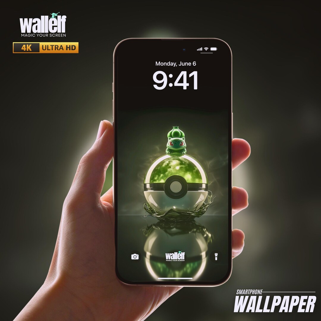 Bulbasaur Pokball Naturethemed 4K Phone Wallpaper for iPhone Android