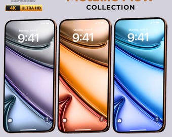 Metallic Flow Phone Wallpaper – 4K Liquid Gradient, Set of 3 (Digital Download)
