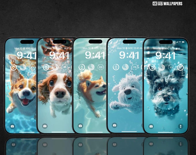 Underwater Dogs 4K Phone Wallpaper Set Adorable Canine Collection