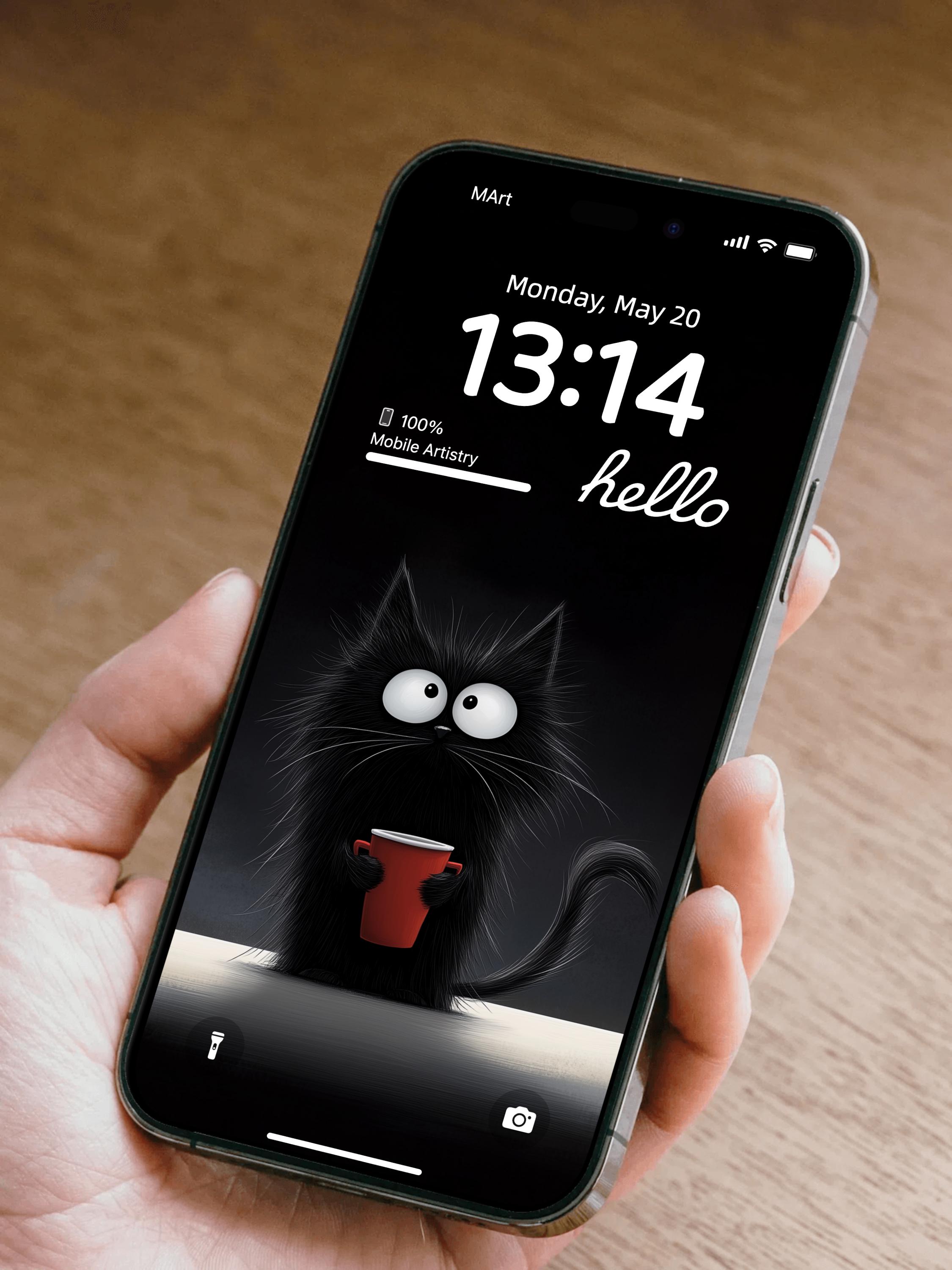 Black Cat 4K UHD Phone Wallpaper for iPhone Android - Cute Feline HD ...