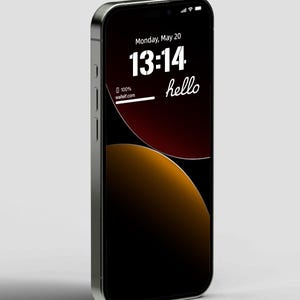 a cell phone with a clock displayed on the screen