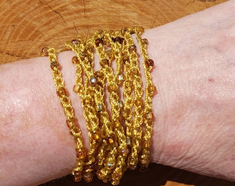 Multi wrap crochet beaded bracelet or multi wrap necklace