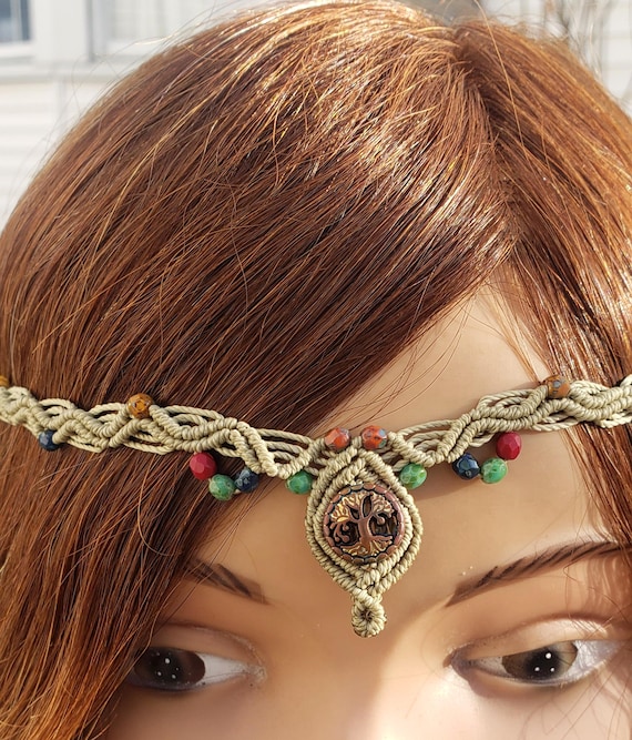 Handmade Macramé Rope Headpiece Handmade Macramé Knotted Headband | Eco-Friendly Hair  main image 4