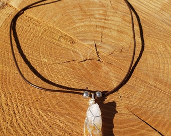 Raw citrine and quartz necklace